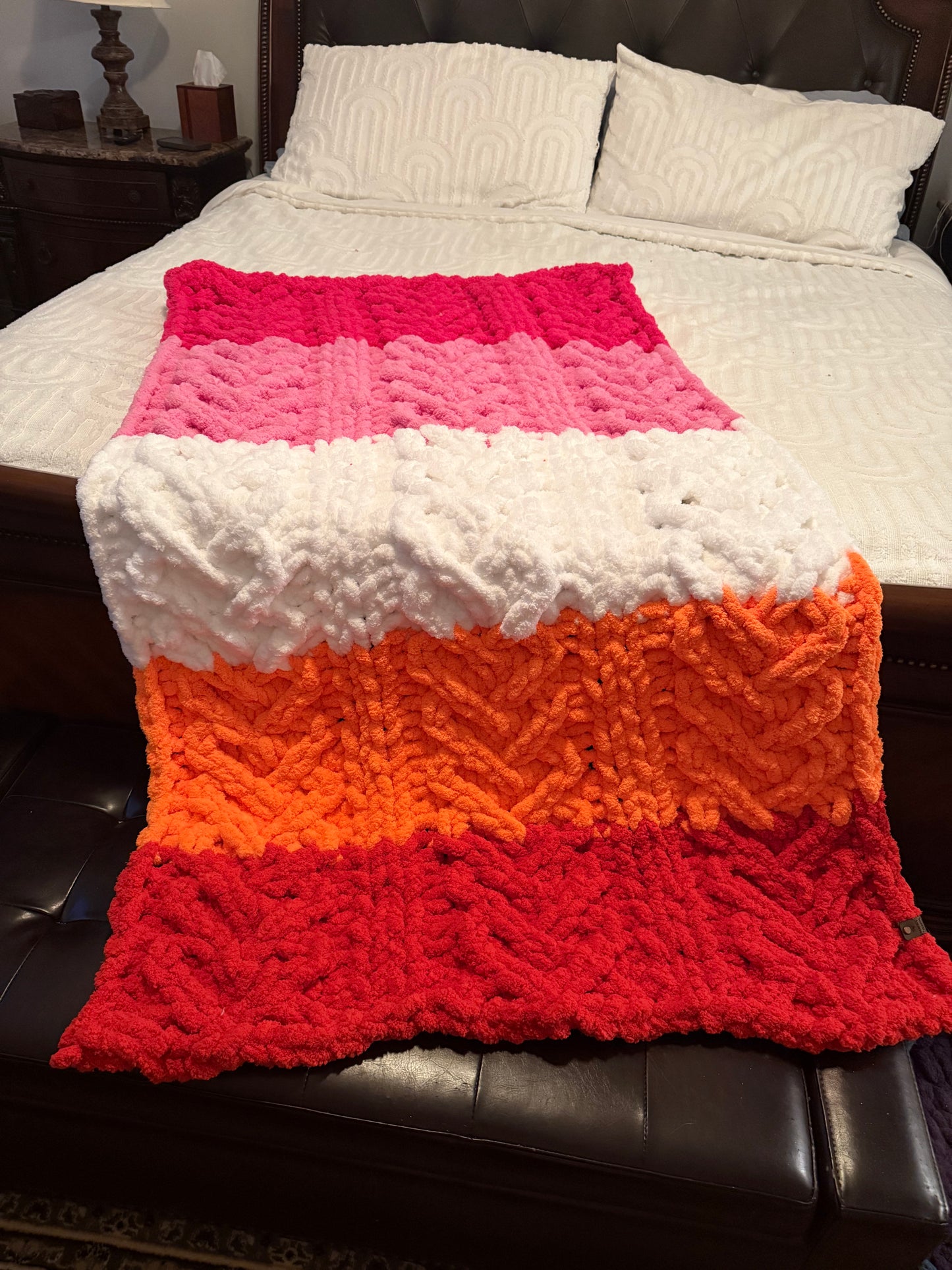 Chunky Knit Heart Cable Throw Blanket
