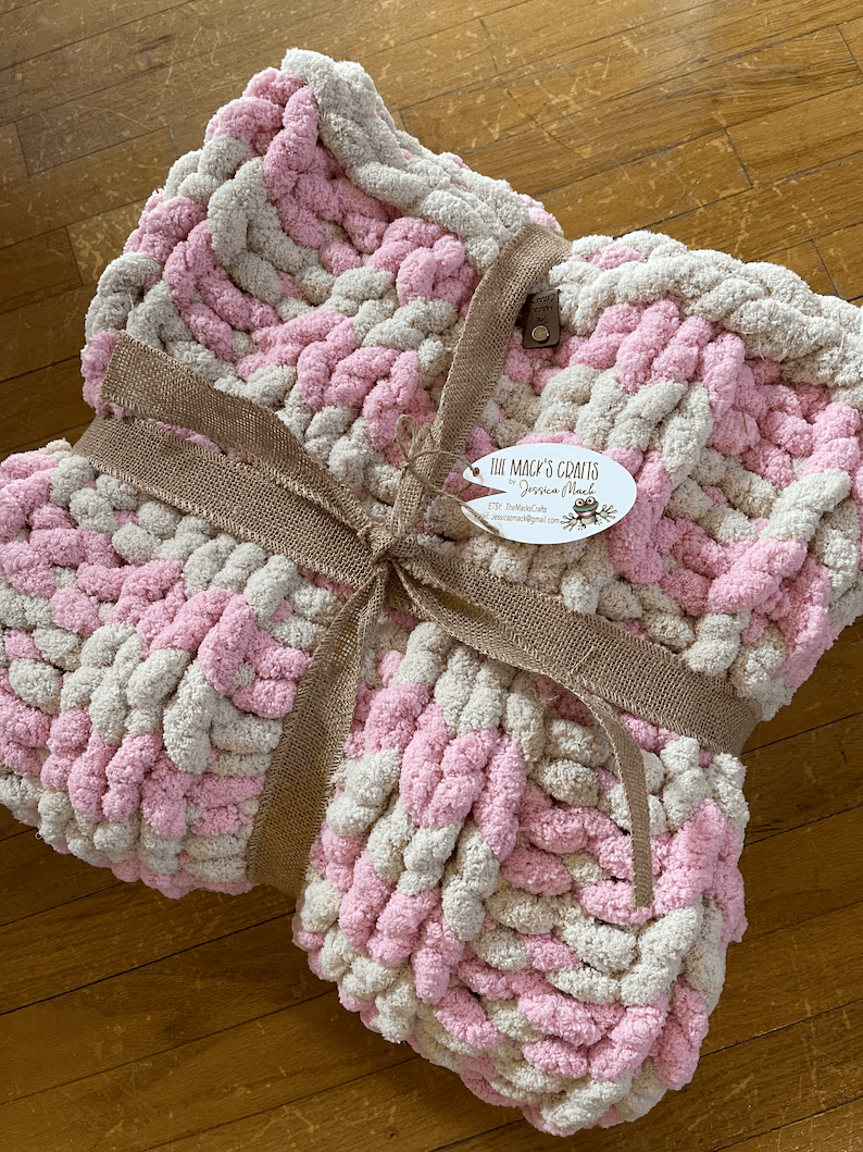 Pink Knit Blanket Throw