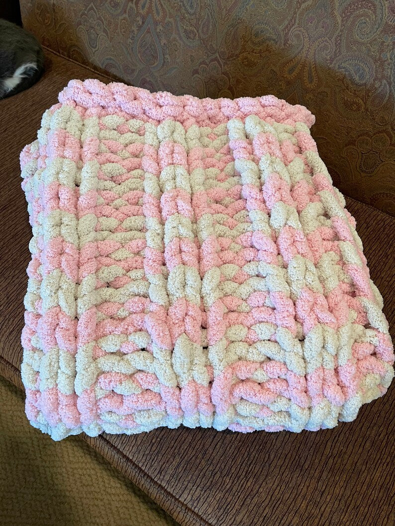 Pink Knit Blanket Throw