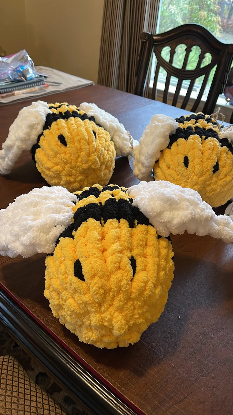 Knitted Bee Plush Pillow