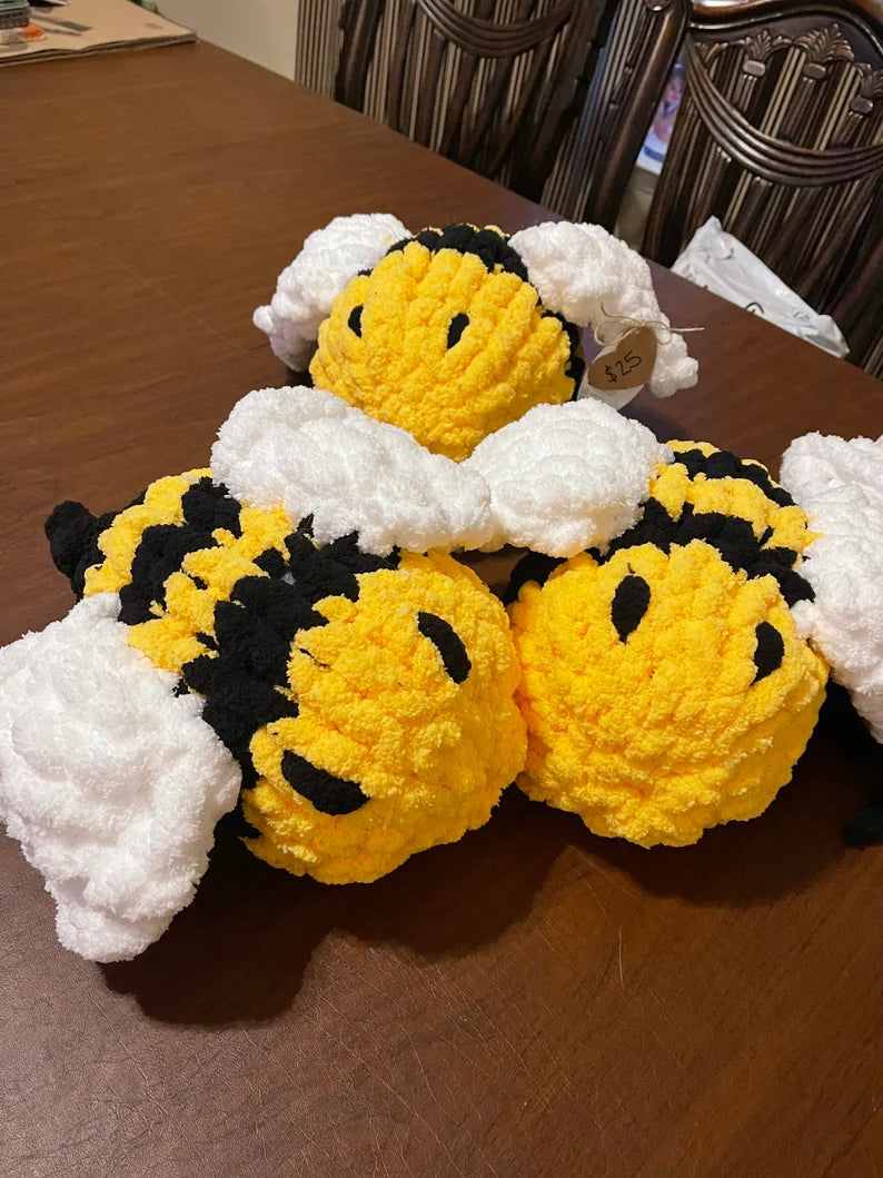 Knitted Bee Plush Pillow