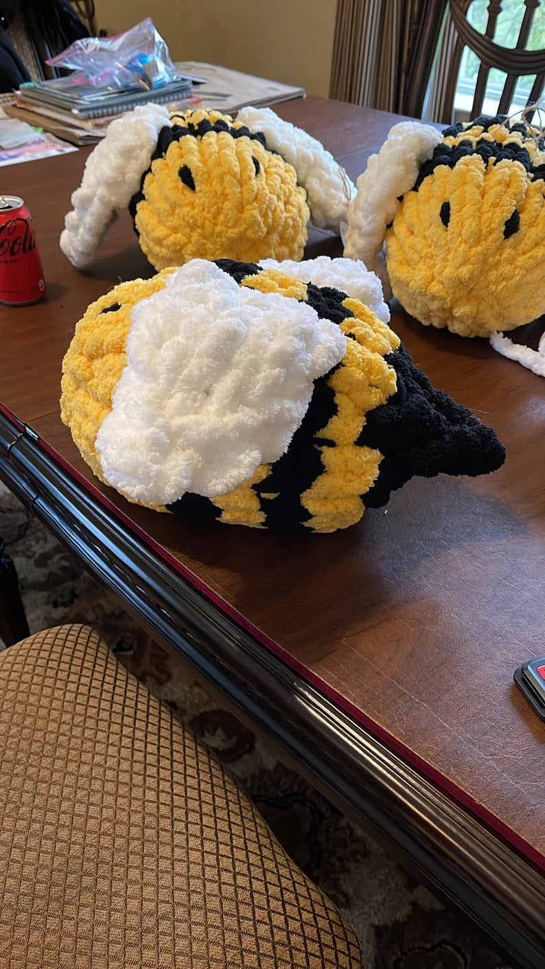 Knitted Bee Plush Pillow