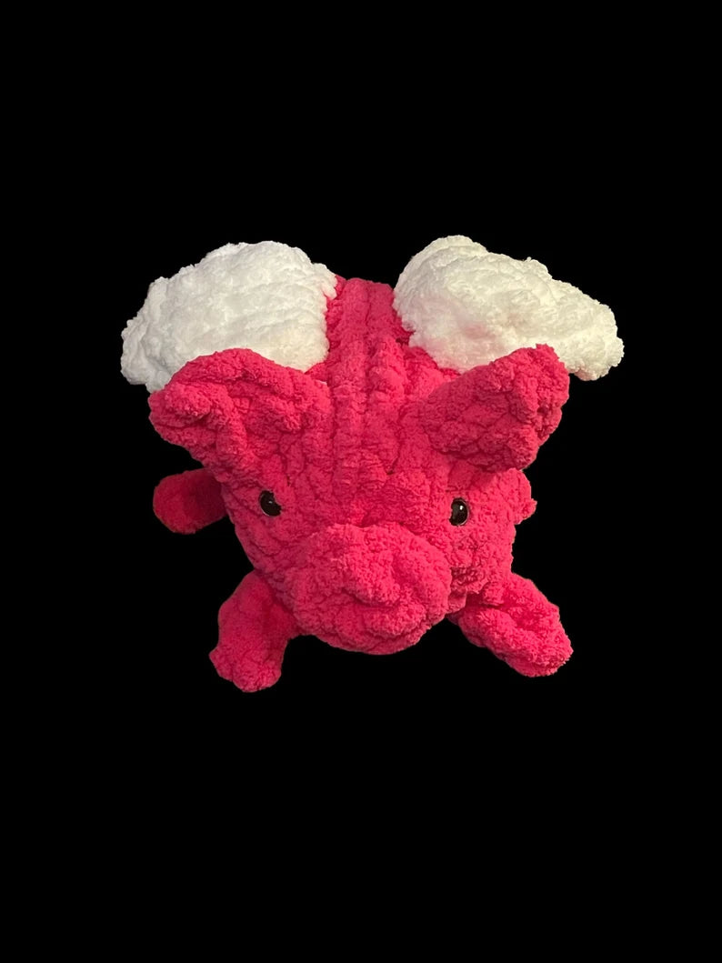 Hand Knit Flying Pig Plushie