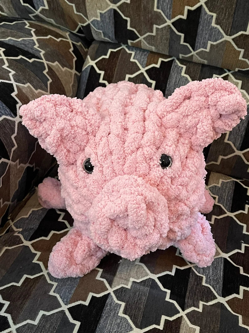 Hand Knit Flying Pig Plushie