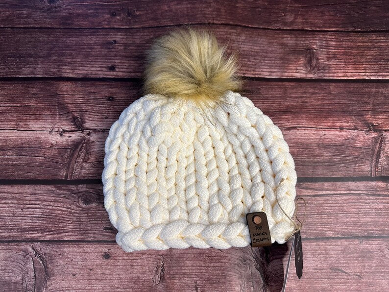 Chunky Chenille Beanie (Pompom Hat)