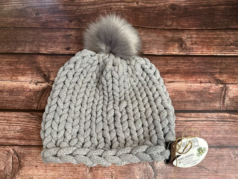 Chunky Chenille Beanie (Pompom Hat)