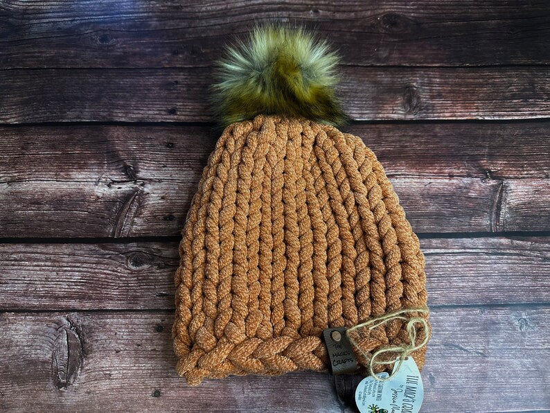 Chunky Chenille Beanie (Pompom Hat)