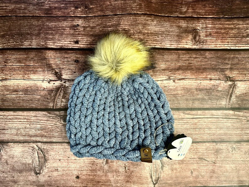 Chunky Chenille Beanie (Pompom Hat)