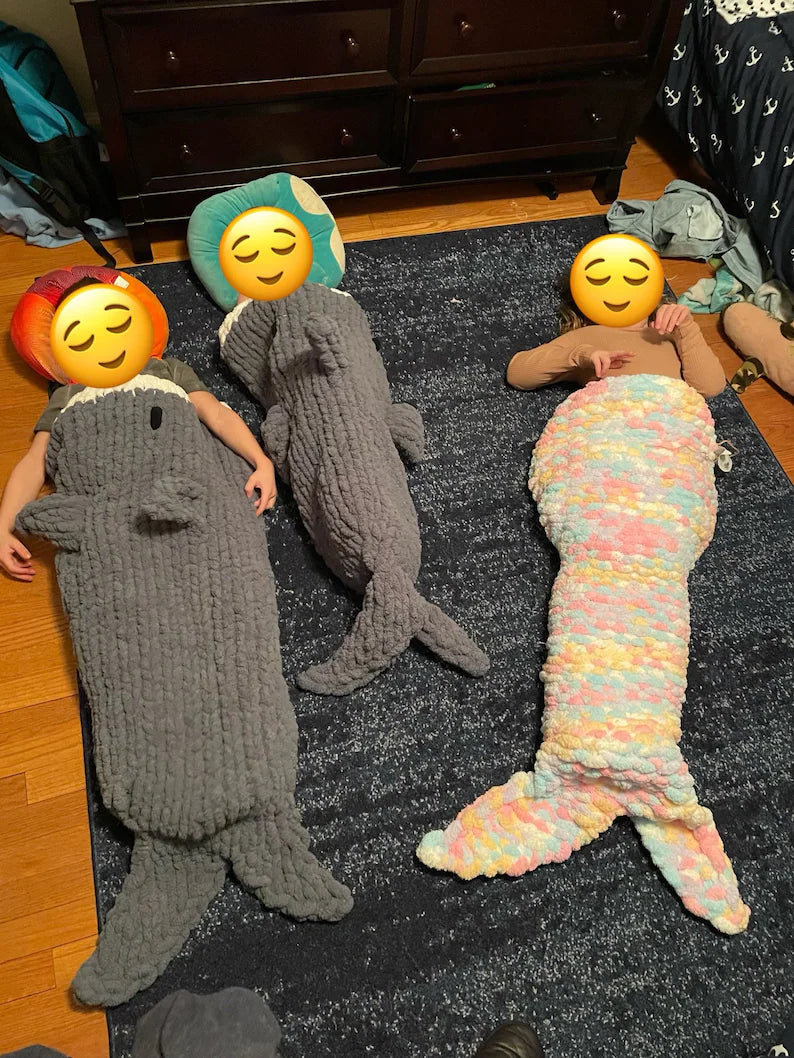 Chunky Knit Mermaid Sleeping Bag Blanket