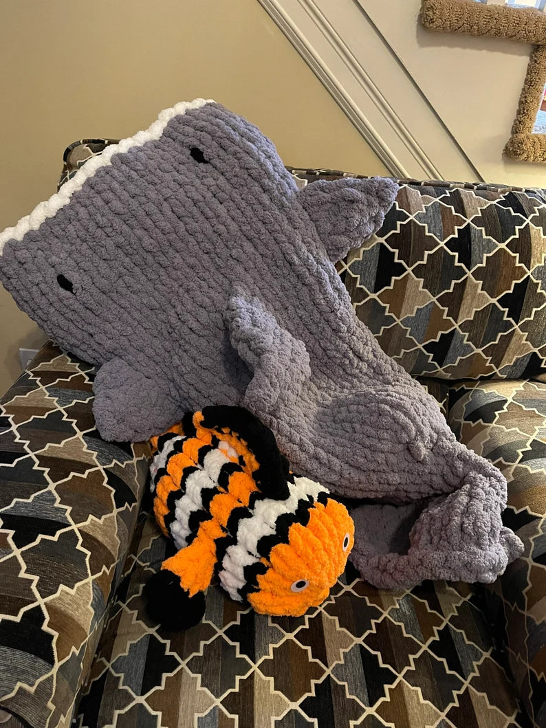 Chunky Knit Shark Sleeping Bag Blanket