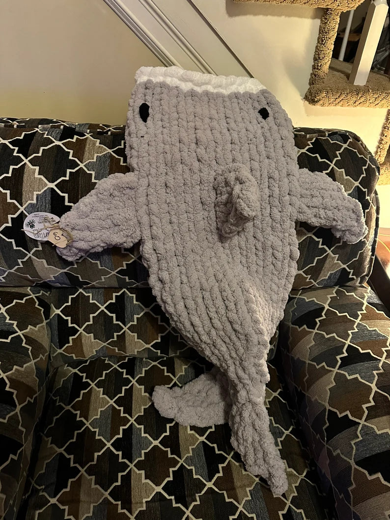 Chunky Knit Shark Sleeping Bag Blanket