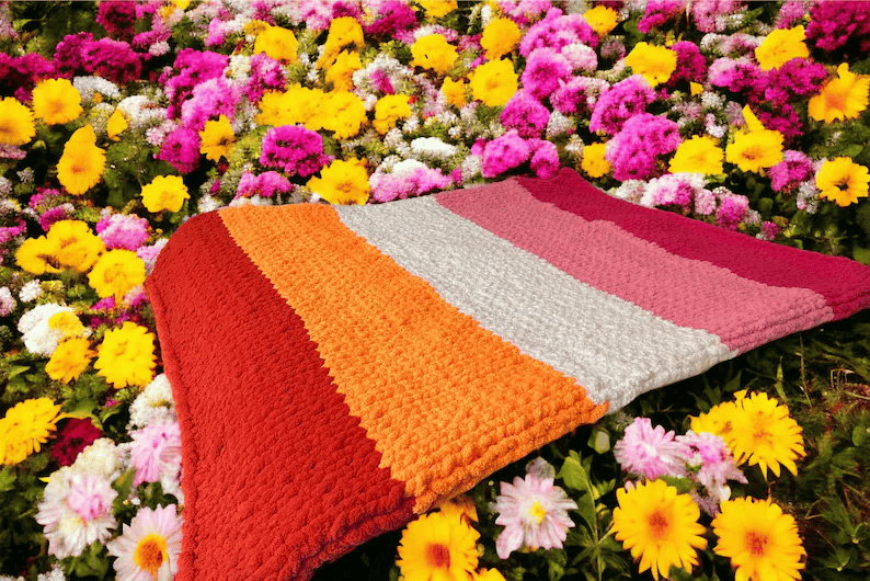 Lesbian Flag Handmade chunky knit Blanket