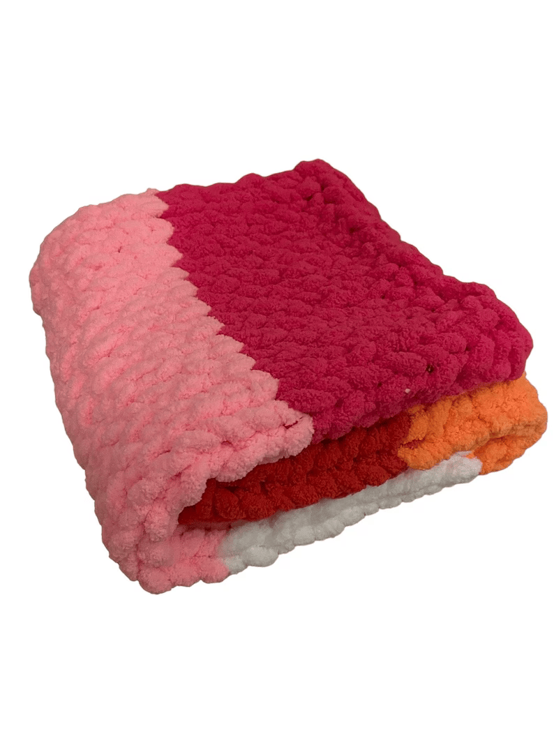 Lesbian Flag Handmade chunky knit Blanket