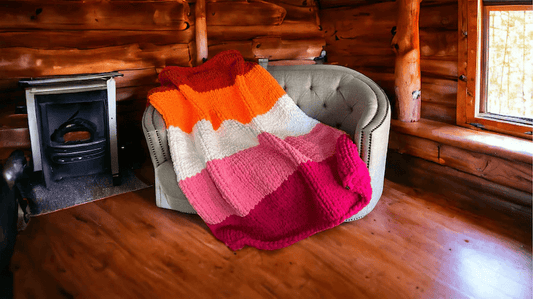 Lesbian Flag Handmade chunky knit Blanket