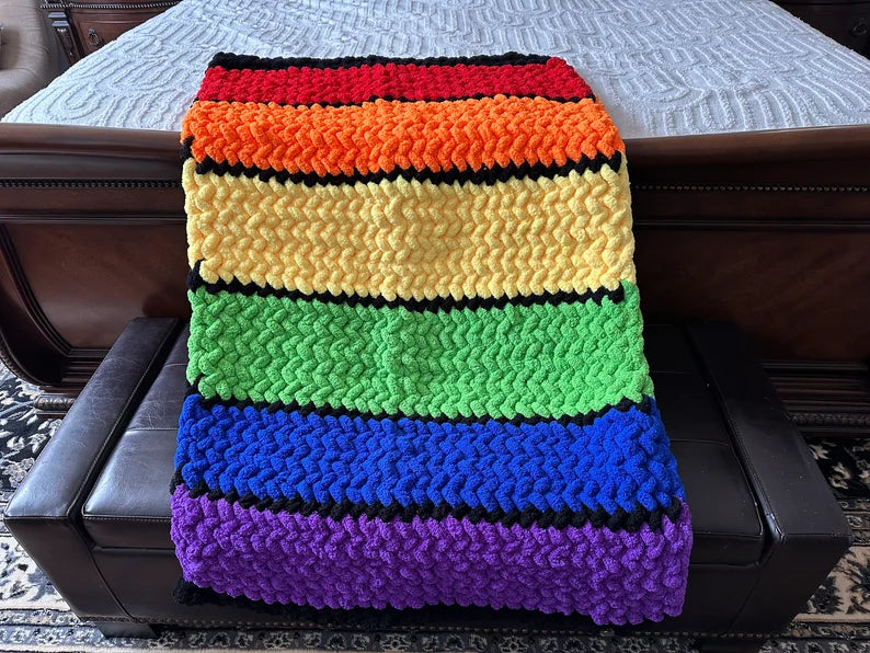 Gay Rainbow Zigzag Throw Blanket