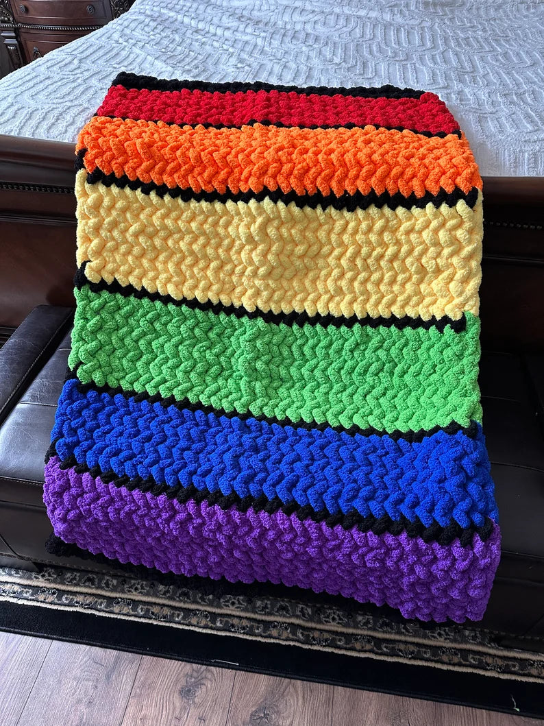 Gay Rainbow Zigzag Throw Blanket