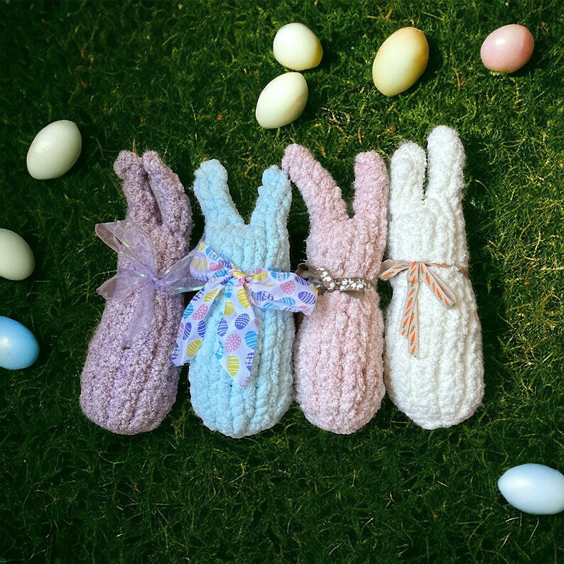 Knit Easter Bunny Pillow